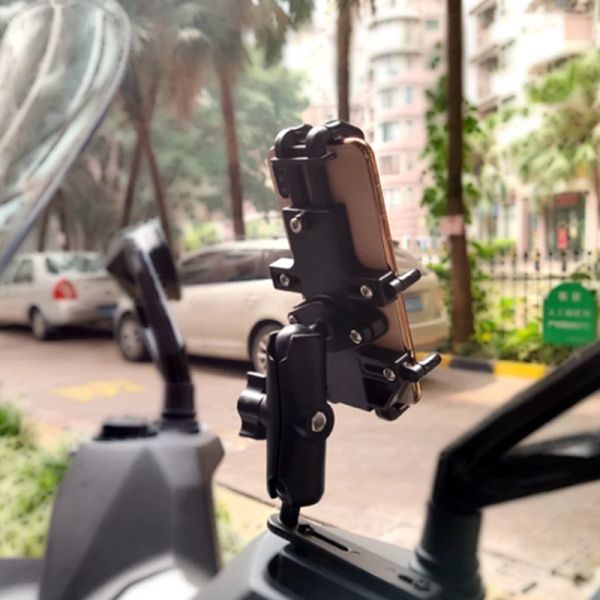 Держатель телефона камеры Алюминиевый держатель крепления для крепления регулируемого мотоцикла для мотоцикла двойной гнездо для крепления GoPro Ram Mount