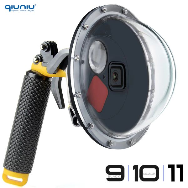 Kameras Qiuniu 45 m wasserdichtes Filter Schaltbarer Dome Port Diving Housing Case für GoPro Hero 9 10 11 Black Go Pro Accessoires Dome Port Port