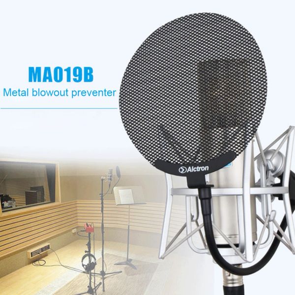 Microfones alctron ma019b microfone mini filtro pop metal anti spray capô de capuz de eliminação de prevenção de alta qualidade tampa de malha de alta qualidade flexível