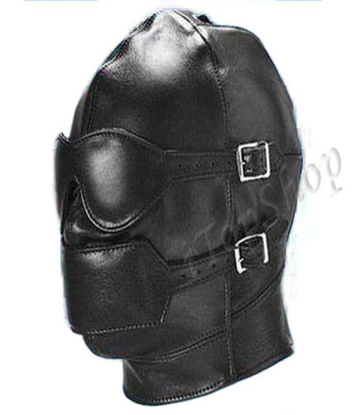 Gimp Head Maske Motorhaube Blindage Bondage Schwarz Faux Leder Fetisch Kinky Play UK R5016398483