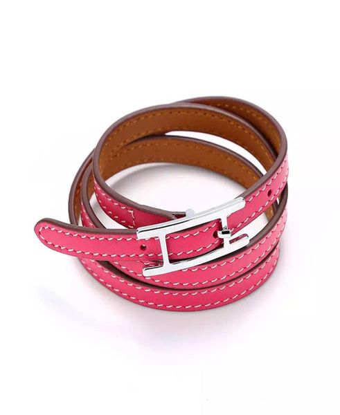 Gioielli interi fibbia H con fibbia a tre strati bracciale in pelle Kell Bracciale lettera di pelle braccialetti uomini e donne braccialette1027312