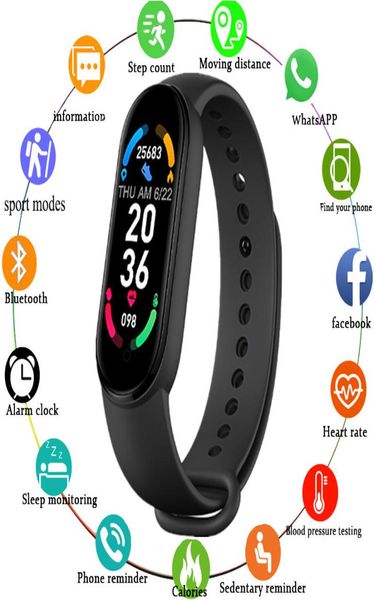 M6 Smart Watch Sport Band Wrists Rastreador de fitness Pedômetro Pedômetro Monitor de pressão arterial Bluetooth Smartband Men Women para x9767222