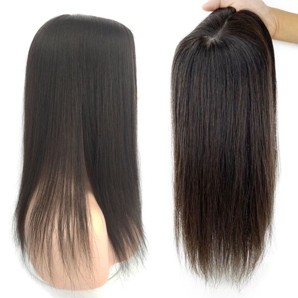 Topper Jungfrau Chinese Human Hair Toper 13x12 cm natürliche Haut Basis Seiden -Top Frauen Toupe mit 4 Clips 5 