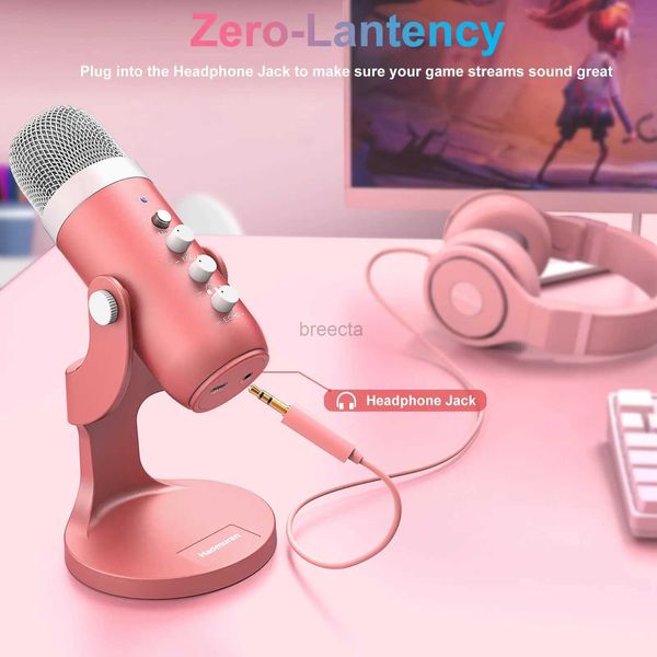 Mikrofonlar USB Kondenser Mikrofon Pembe Stüdyo Kayıt Mikrofon için PC Mac Bilgisayar Telefon Oyun Akışı Podcast Vokal Dizüstü Dizüstü Masaüstü 240408