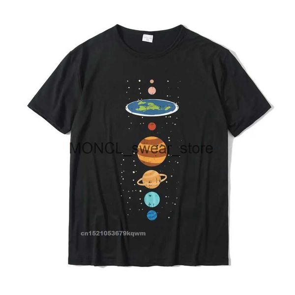 Herren T-Shirts flache Erde und Planeten lustige Verschwörungstheorie Erden Geschenk T-Shirt süße Männer T-Shirt-Baumwolltops Tees Camisa H240408