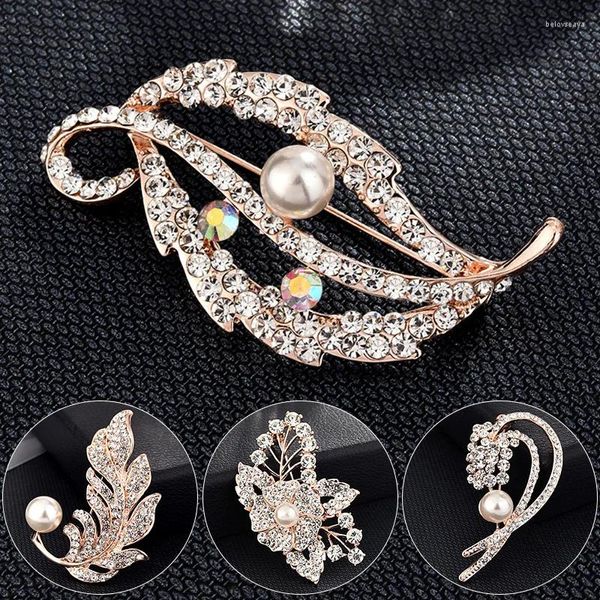 Spille donne Fiori eleganti Fashion Shiny IMitazione perle perle Rhinestones Crystal Spille di cristallo Accessori per abbigliamento per feste di nozze Accessori