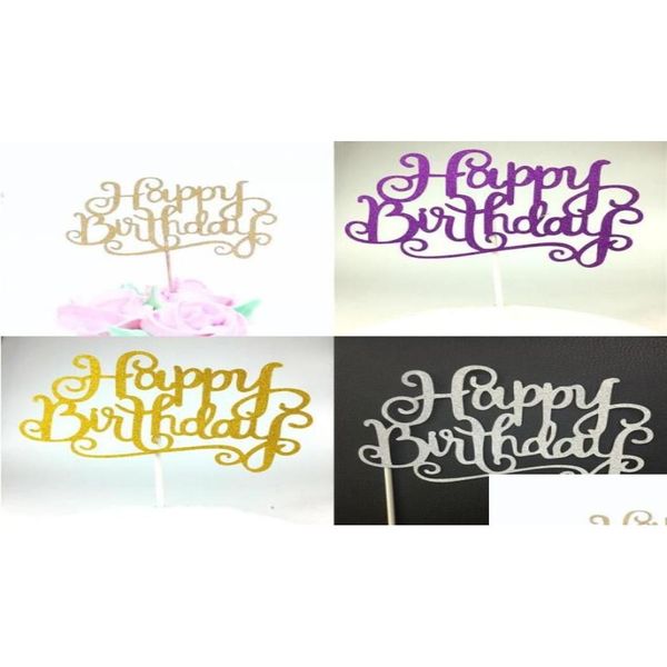 Другие праздничные поставки вечеринки Creative Cake Flag Topper Happy Birthday Flags одиночная палка для семейного выпечки.