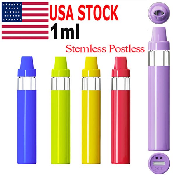 USA STOCK 1 ml a penna a vaporiudo-vaporizzatore spesso vaporizzatore usa e-sigaretta serbatoi trasparenti completi senza gambo pinza in ceramica senza stelo senza ginnastica senza ginnastica