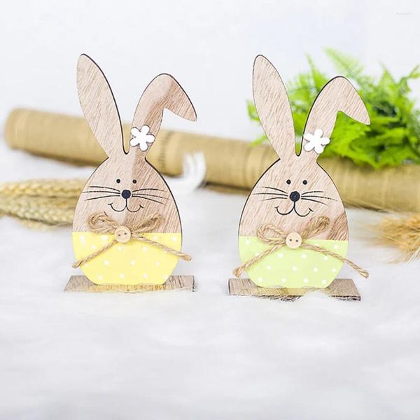 Party Dekoration Ostern Happy Decor 2024 Geschenke Formen Holzhandwerk Dekorationen 2pcs