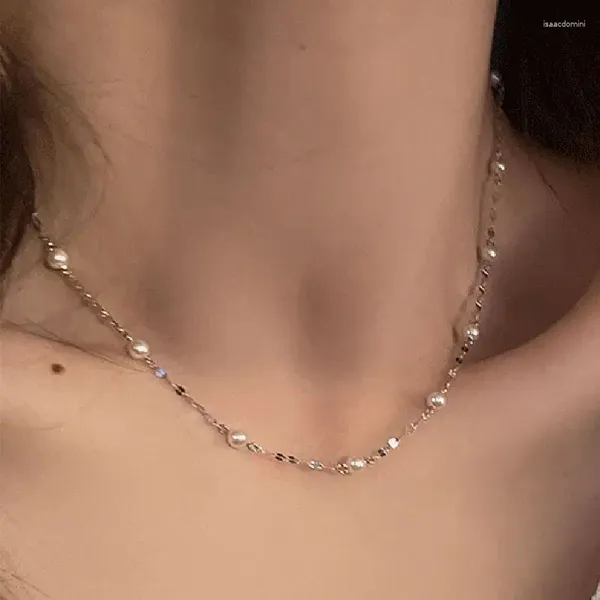 Catene che scintillano gioielli per la festa della catena delle clavicoli perle per le donne coppie modalità eleganti accessori di compleanno eleganti