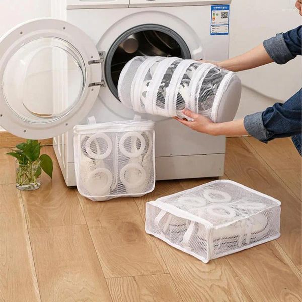 Bolsas de lavanderia para lavar o saco de lavagem de malha para máquina com limpeza de tênis com zíper