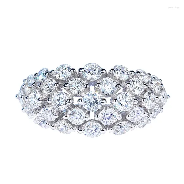 Ringos de cluster moda 925 prata inspirada em zircão brilhante anel de noivado de gem
