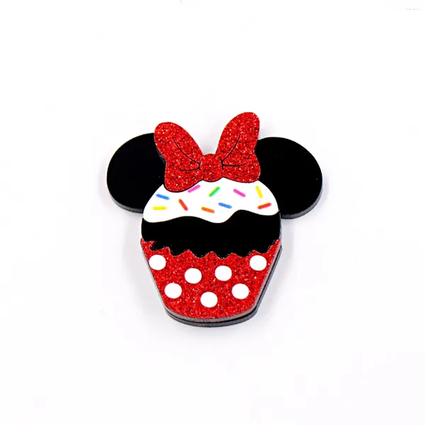 Broches (1pcs) Chegada 2024 Bolo de bolo fofo Kids (pino de segurança) Jóias de acrílico de cabeça de mouse para menina para bebê Presente