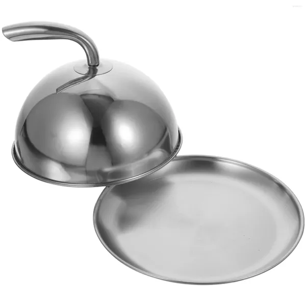 Teller 1 Set Edelstahlschale Cover Käse Schmelzkuppel Mikrowellenplatte Abendessen Schalen zum Servieren