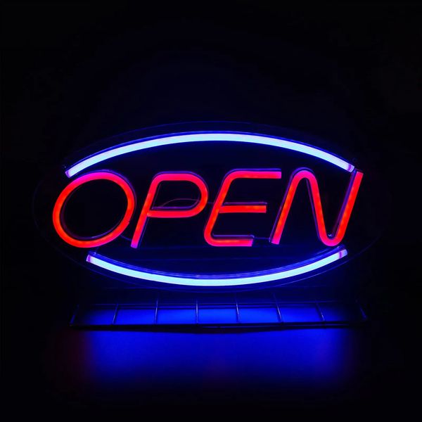 Segno di business Open Neon Sign LED Night Light Hanging Window Shop Cafe Bar Decorazione di ristorazione personalizzata Lampada neon personalizzata 240407