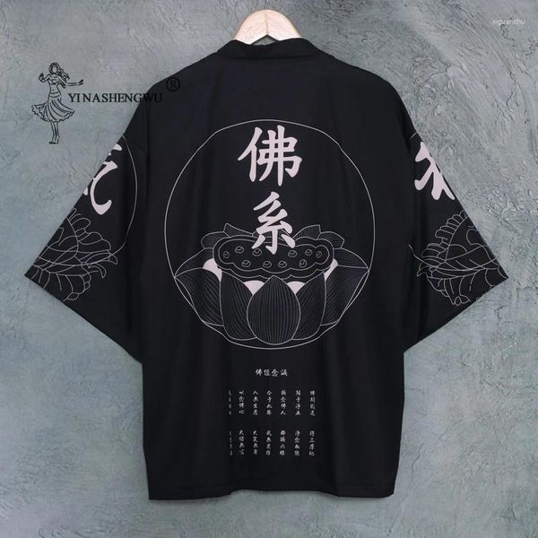 Abbigliamento etnico b buddismo stampato da donna moda giapponese kimono cardigan soun protettivo streetwear hip hop in stile unisex tops camisa