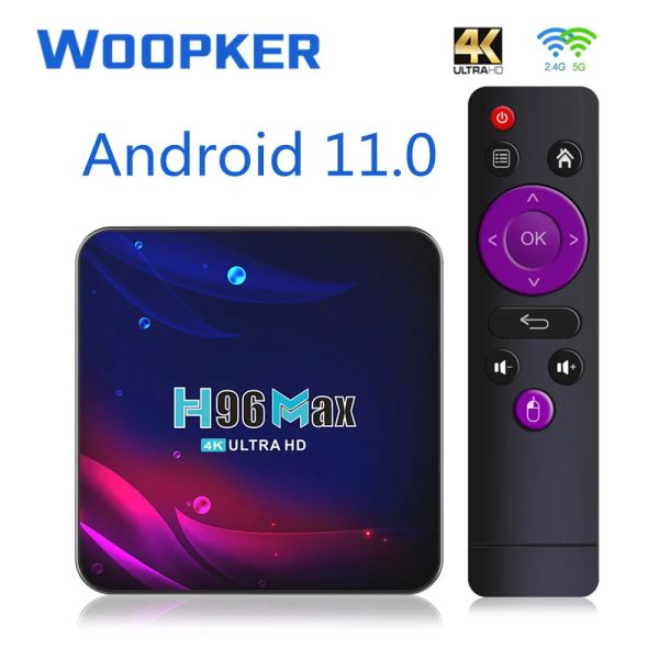 Box Woopker H96 Smart TV Box Android 11 4G 32G 64G WiFi 2.4G 5.8G 4K HD USB 3.0 Google Voice Control Bluetooth -приемник Media Player