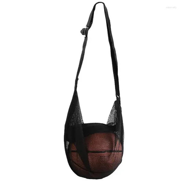 Aufbewahrungsbeutel Ball Mesh Verstellbares Fußball -Netto -Beutel Schwimm -Fitness -Tasche Single mit Metall Reißverschluss Sackpack Sling