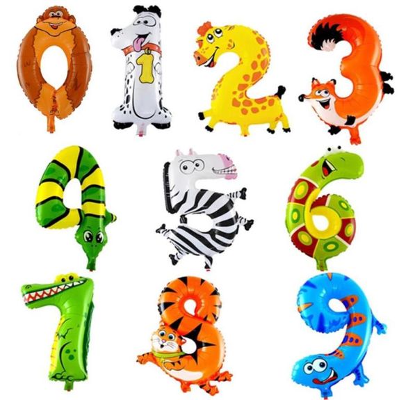 Número de animais FOIL BALLOONS BALLOONS FESTO DE FELIZAÇÃO DE FELIZ ANIVERSÁRIO Decoração de casamento Ballon Gift 1PC7322652