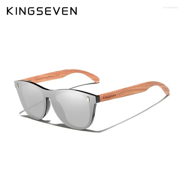 Occhiali da sole Kingseven Brand Natural Bubinga Men Temple in legno Polarizzato Glamo senza bordo Glasshi Uv400 Regali fatti a mano Eyewear