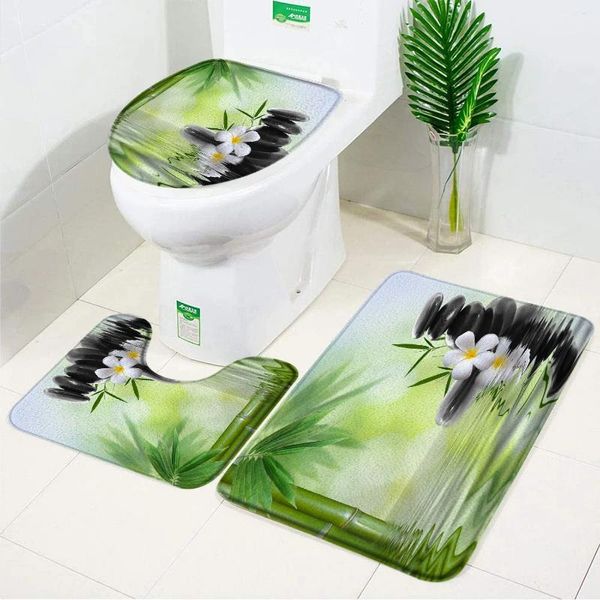 Tappetini da bagno tappetini zen set di bambù verde massaggio nero massaggio spa naturale paesaggio flanella tappeto tappeto arredamento del bagno tappeti per la toilette