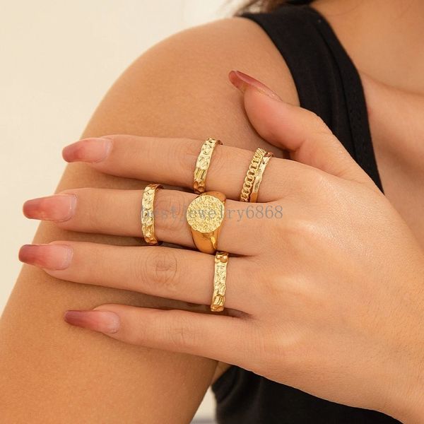 5pcs vintage geometrik ayarlanabilir açık parmak halkaları kadınlar için evli gelin c şekil tırnak halkası çift mücevher aksesuarları