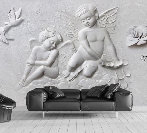 2020 Novo papel de parede personalizado 3D Angel Angel Flying Pigeon TV Background Room Bedroom Wall Papers Decoração de casa Murais6605483
