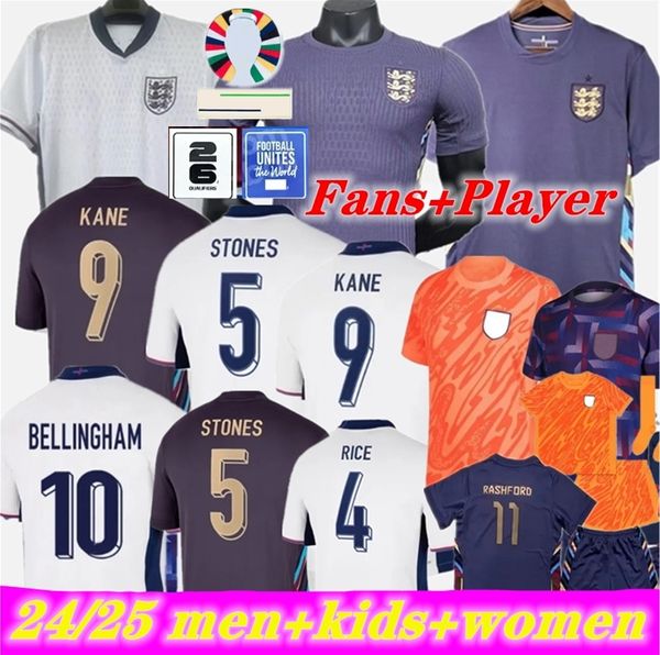 24 25 National England Football camisa Menino Mulheres Kit Kit Define uniformes Bellinghm Soccer Jersey Kne Sterling Rshford Snncho Gelish Mount Foden