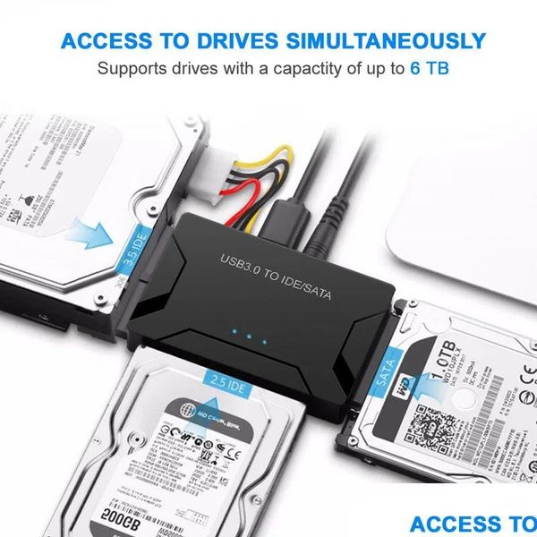 Printers SATA a USB 3.0 Converter per 2,5/3,5 pollici esterni HDD Adattatore IDE Adattatore PC Libro 3 Drop Delivery Delivery Forniture OTQM7