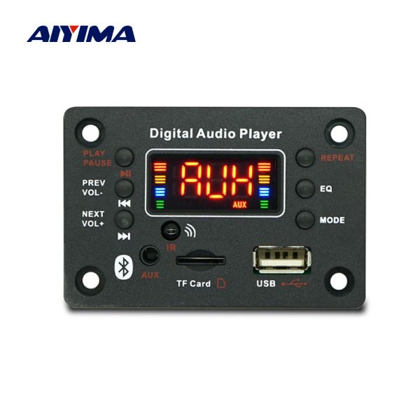 Amplificador Aiyima Mini Power amplificador Decodificação Módulo Bluetooth 40WX2 WMA WAV FLAC APE MP3 Decodificador de áudio Recording Microfone 12V 12V