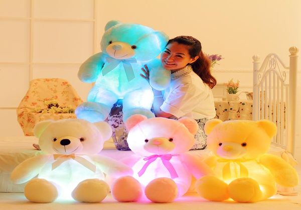 50cm Creative Light Up Led Teddy Bear Byled Animais Pluxh Toy Pleol Colorful Growing Christmas Gift for Kids Pillow3287946