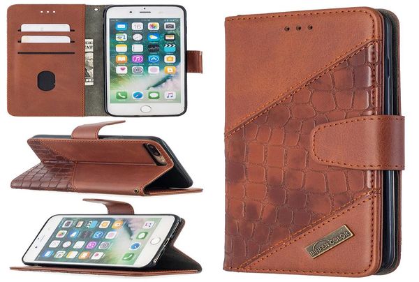 Para iPhone 7 7 Plus Caso capa Stand Stand PULLET PULHO CORACO COMO CROCODILETRO CROCODILE Padrão com slot de cartão para iPhone 8 8 Plus1277120