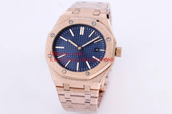 10 Renk K8 Fabrika Kol saatleri 41 mm 15202 18K Gül Altın Buzlu Kabuk Asya 2813 Hareket Otomatik Erkek Saat Saatleri1964050