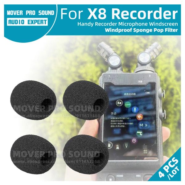 Aksesuarlar 4pcs/Lot Ön Cam Pop Filtre Kayıt Mikrofonu Tascam X8 X 8 Rüzgar Geçirmez Sünger Kaydedici Mikrofon Mikrofon Anti Rüzgar Gürültü Köpüğü