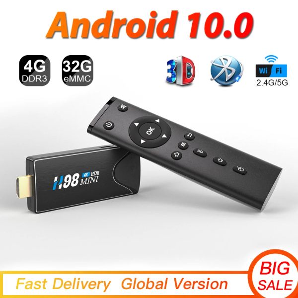 Box Hongtop TV Stick Android 10 2/4GB 16/32 GB Bluetooth Assistente vocale Smart TV Box Android 4K HD Set Top Box