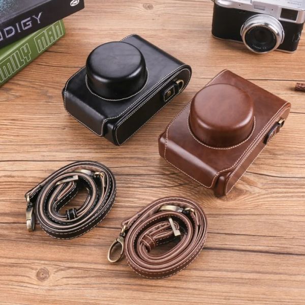 Сумки премиум -качественные пакет с кожаной камерой PU для Fuji X100V x100 x30/x20/x10 модные сумочки прочная крышка камеры с ремнем