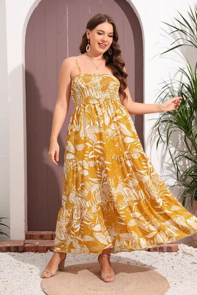 Somo 2024 Летняя одежда Женская модная печать плюс платья по размеру повседневные блютера Maxi Long Dress Peachwear Оптовая капля