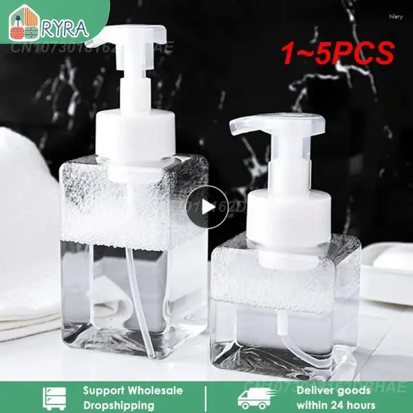 Flüssige Seifenspender 1-5pcs Transparente Schaumpumpe Flasche Badezimmer-Reinigungsmittel-Händedesinfektionsmittel Presse-Mousse-Unterflüssigkeit