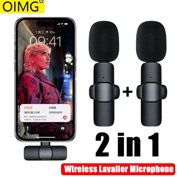 Microfoni 2 in 1 Wireless Lavalier Microfono Rumore che annulla la registrazione video audio per iPhone C di tipo C iPhone/Android Xiaomi Samsung Live