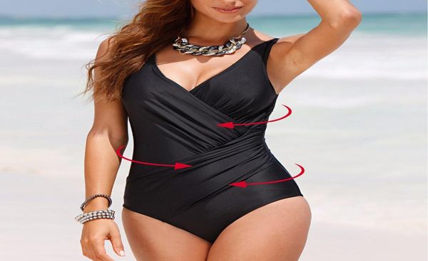 Swimwears Solid Black Badebode Women One -Stück Badeanzug Monokini Plus Size Badeanzug 4xl großer Tasse Bodysuit Maillot de Bain Fem6801202