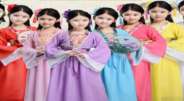 traditionelle chinesische Volkstanztanzkostüme Antike Oper Tang Dynastie Han Ming Kind Hanfu Kleid Kleidung Mädchen Kinder Kinder2361434