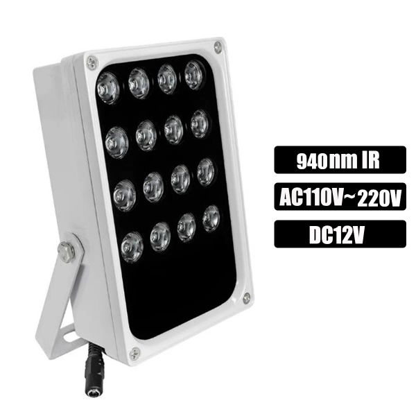 Accessoires AC110V ~ 220 V/12V DC CCTV LEDs IR Illuminator Infrarot Lampe 16pcs Array LED Outdoor Wasserdichte Nachtsicht CCTV -Kamera Fülllicht