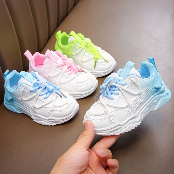 Kinder Sneaker lässige Kleinkindschuhe Kinder Jugendsport-Laufschuhe Leder Jungen Mädchen sportlich Outdoor Kid Schuh Pink Grün Blau Größe 26-36 V7er#