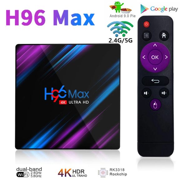 Box H96 Max Smart TV Box Android 9.0 RK3318 2.4G 5G WiFi 4GB 32GB 64GB 4K Media Player BT4.0 Google Play Store 3D SET Top Box H96Max