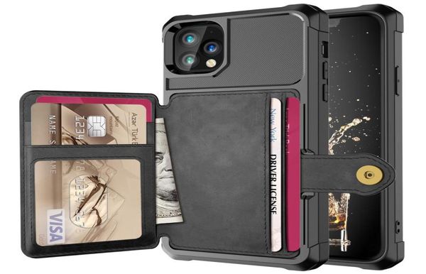 Schockproof PU Leder Kreditkartenhalter Slots Stand Wallet Haufen für iPhone 12 Pro Max 13 Mini 11 xs xr x 8 7 6 plus3508992