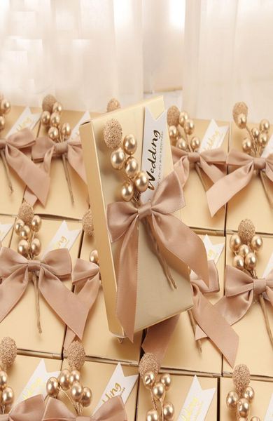 Nome personalizzato Gold Square Wedding Box Holditers Chocolate Boxes Boxes Bridal Shower Baby Birthday Festival Pacchetto Wholesa2530416