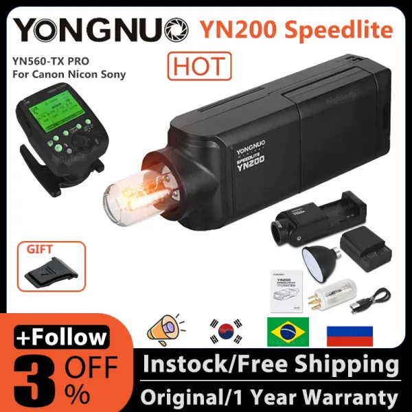 Sacchetti yongnuo yn200 batteria alimentata a speedlite tasca esterna sparatura leggera batteria al litio fotografia leggera ttl ad alta velocità flash
