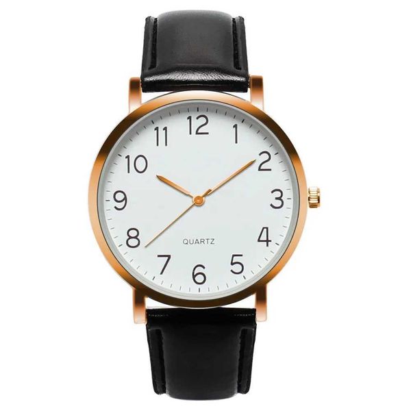 Другие часы мужские часы простые бизнес -симуляционные сплавы винтажные Quartz Watch Arabic Number Strap Minimum круглый циферблат классический черный кожаный Strapl240408