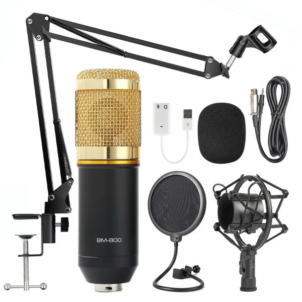 Microfone BM800 Studio Microfon Recording Bundle Professional Room Microfon für Webcast Live Studio -Aufnahme singen Broad