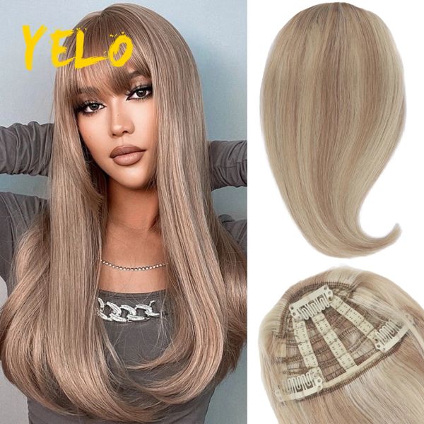 Pony Straight Front Hair ordentlicher Knall Clip in menschlichen Haarverlängerungen Pons Erweiterung Haarteil natürliche falsche Knaller Haare